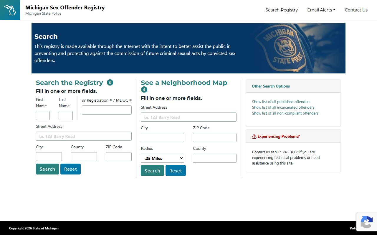 Michigan sex offender registry search, a statewide record the Roscommon County Clerk does not keep