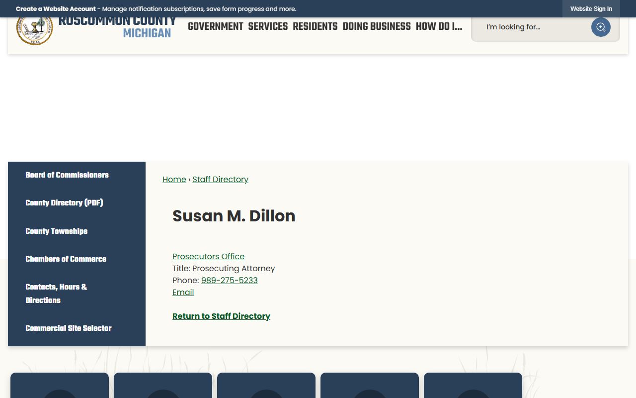 Roscommon County court charge records and prosecutor staff directory