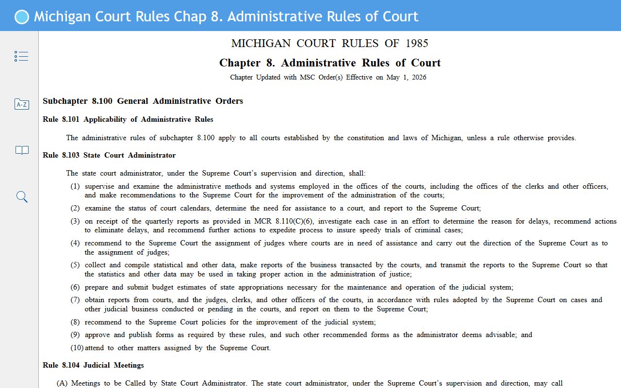 Roscommon County court records public access under Michigan Court Rule 8.119