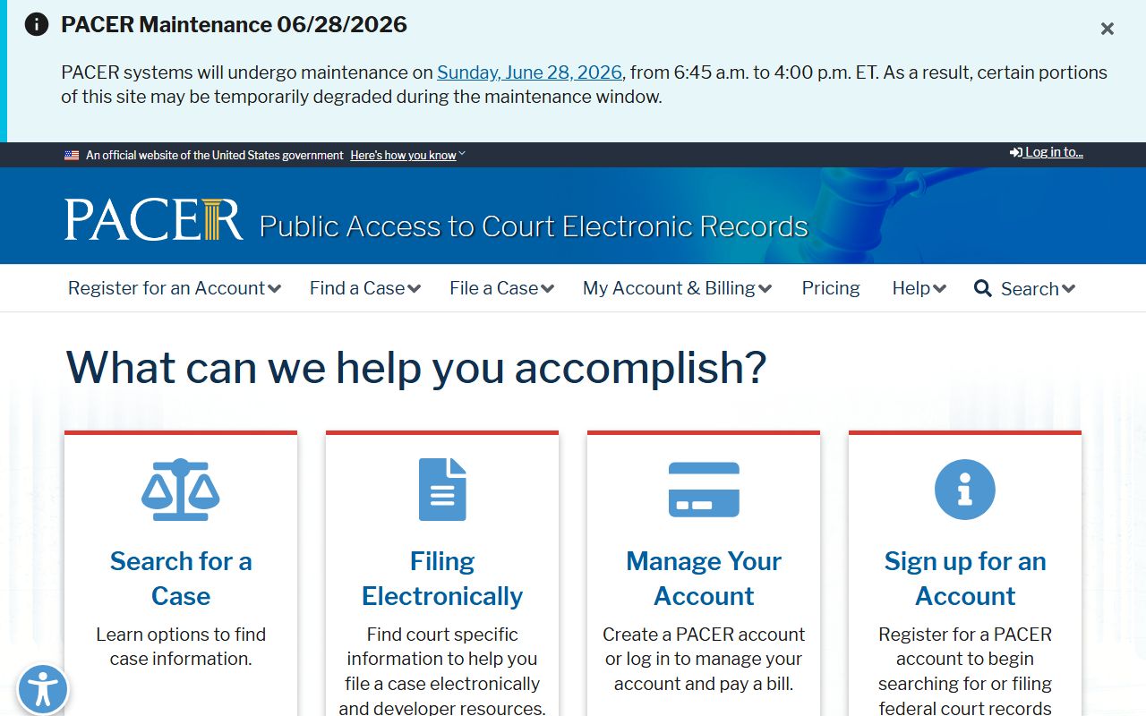 Roscommon County federal case records access through PACER