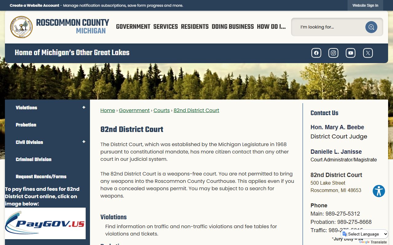Roscommon County traffic and court records at the 82nd District Court