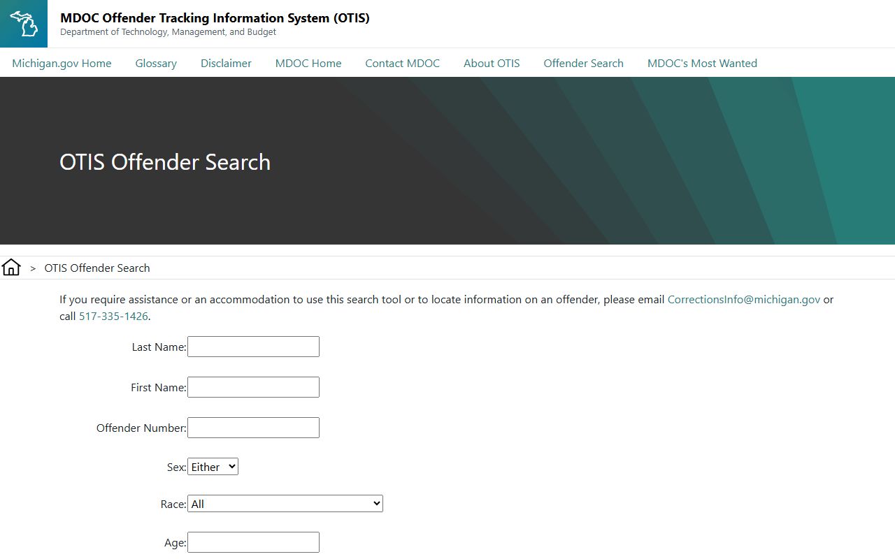 Roscommon County inmate records lookup through the MDOC OTIS offender search