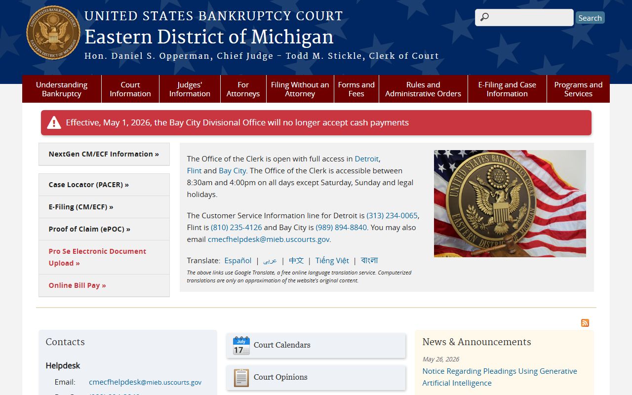Roscommon County probate records federal bankruptcy court Eastern District Michigan