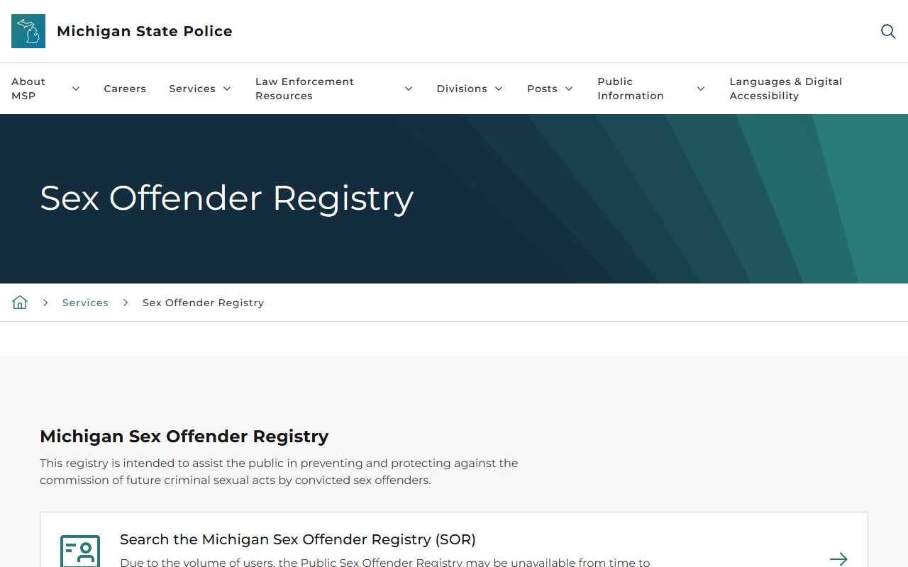 Roscommon County warrant search and Michigan State Police sex offender registry
